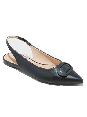 a new day Black Pointed Slingback Flats with Buckle Accent
